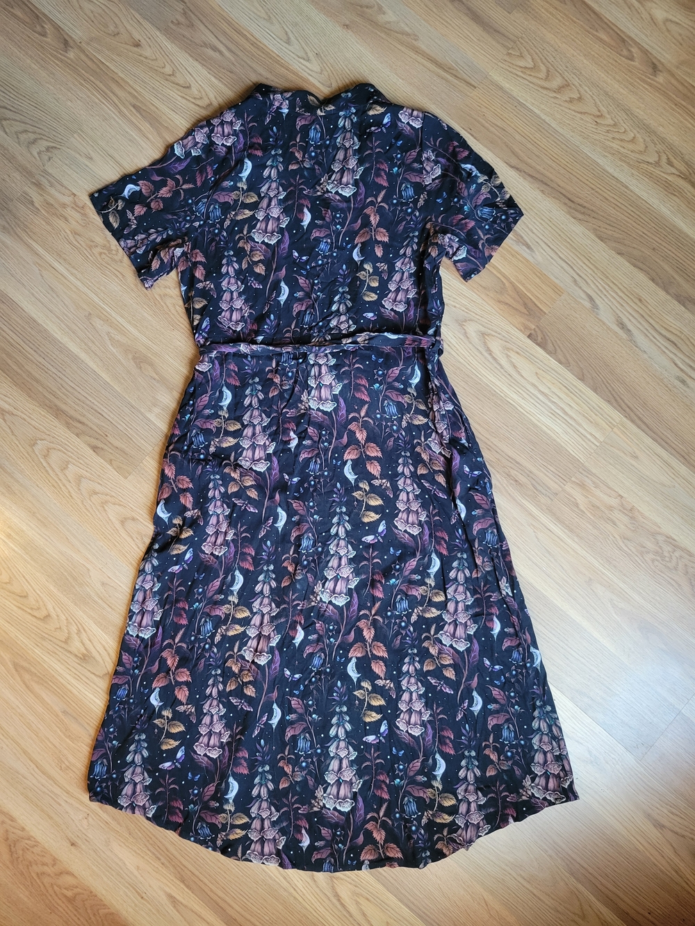Disturbia Foxglove Midi Shirt Dress - Dark Floral Whimsigoth Size US 6 - Picture 9 of 11